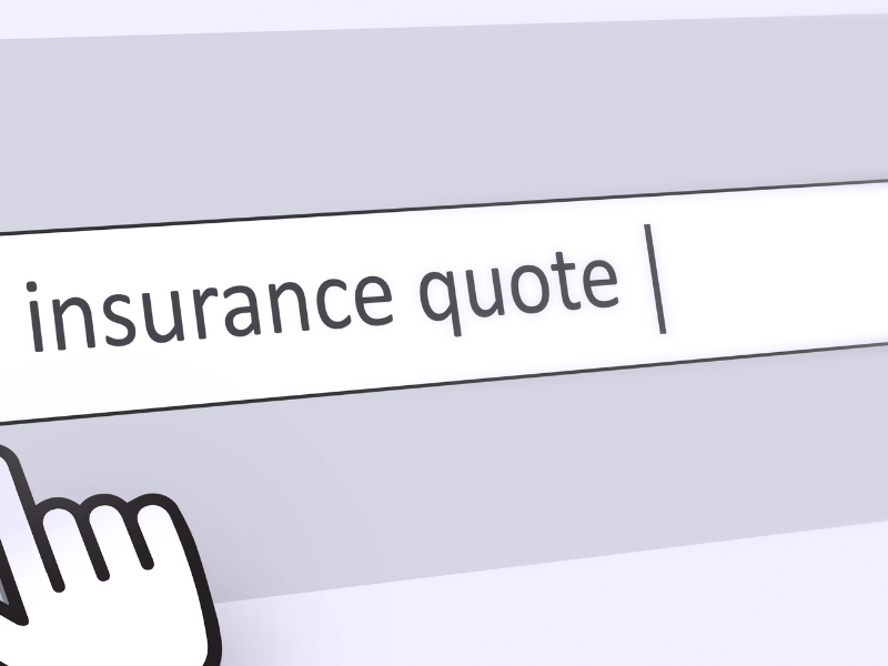 Search field containing the text 'insurance quote', with a magnifying glass icon and a pointing cursor ready to search.