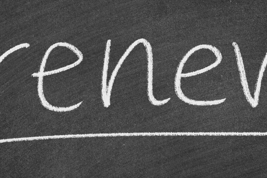 Chalkboard with the word 'review' written in white chalk and an underline beneath it.