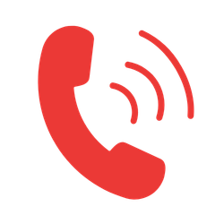 Call button: red phone icon with radiating signal lines indicating a phone call
