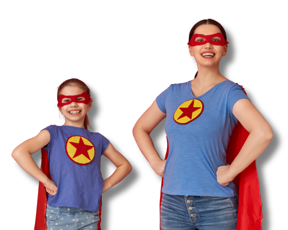 A superhero family together — protected by term life insurance from AccuQuote