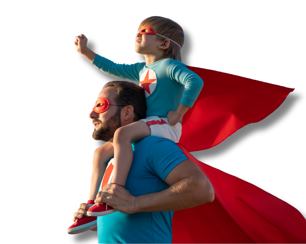 A superhero family together — protected for life by whole life insurance from AccuQuote
